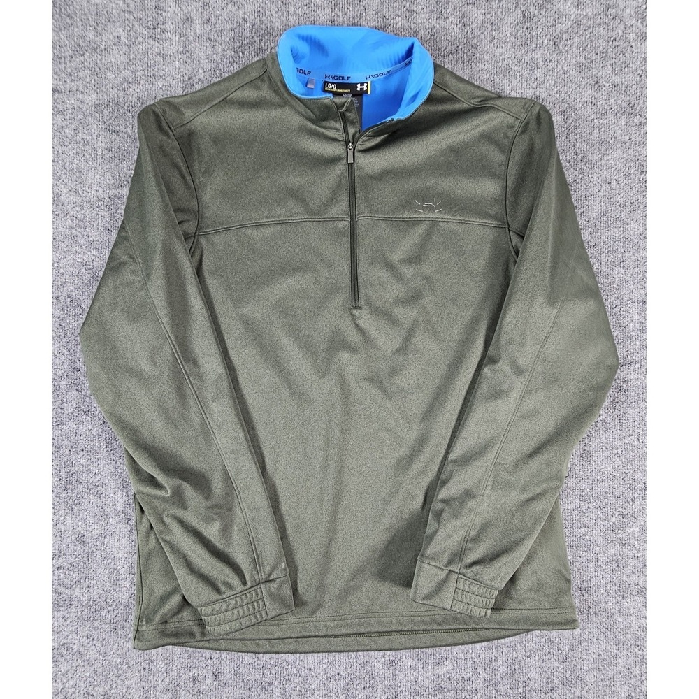 Under Armour Pullover Mens Large Green 1/4 Zip Golf Storm Fleece Lightweight